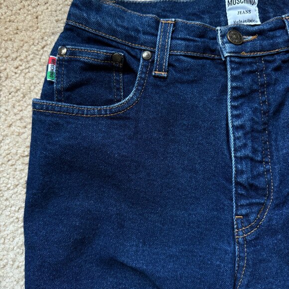 VTG Moschino Peace Back Pocket Stretch Denim Size 28 - Picture 4 of 10